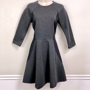 Daisy Fuentes Gray Black Knit Fit & Flare Dress
